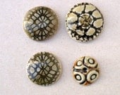 Porcelain Cabochons, Green And Black Ceramic Flatbacks, Jewelry Components