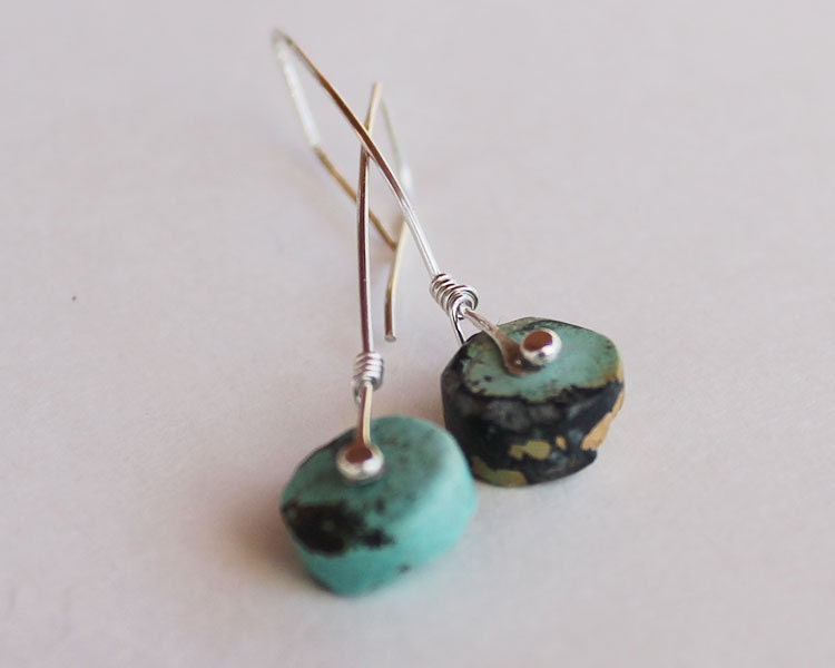 Turquoise Earrings - Turquoise rivet drop earrings