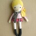 Fabric Doll Rag Doll Girl in Plaid Skirt and Houndstooth Scarf