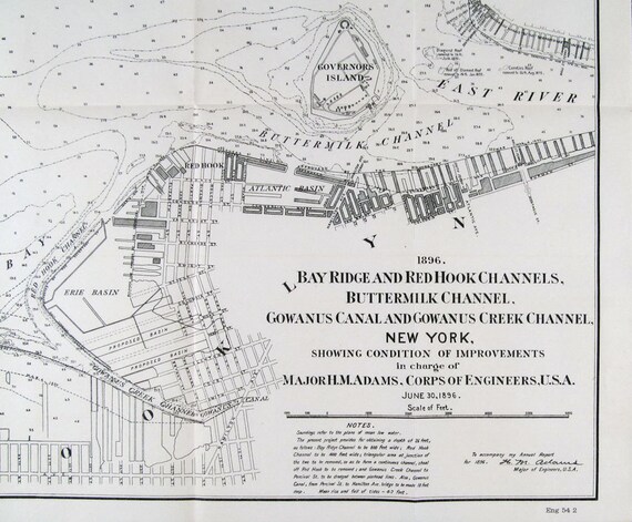 1896 BROOKLYN Red Hook GOWANUS CANAL/Creek by TransferofTreasures