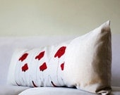 ON SALE Lumbar pillow cover - throw - outdoors pillows - bolster - red poppies -14x36