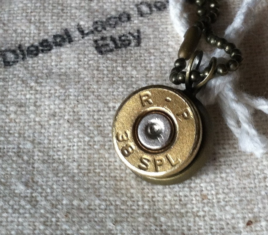 Bullet necklace 38 special bullet casing upcycled recycled handmade bullet jewelry mens ring or womens ring