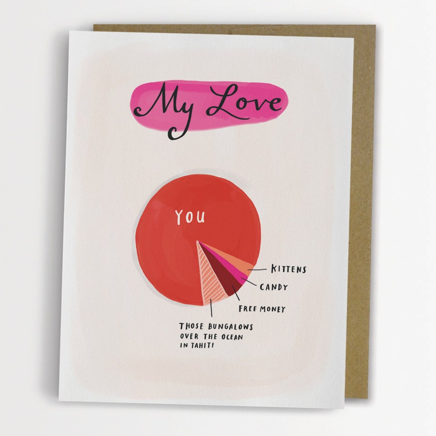 Love Pie Chart Card, Funny Love Card / No. 149-C