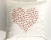Heart Cushion Cream Linen With Rose Cotton