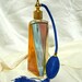 VINTAGE 1950s Beautiful Gilt Edged Multi-Color Modernist Geometric Flashed Glass Perfume Atomizer - 7 1/2" Tall