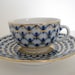 Lomonosov, Cobalt Net Miniature, Tea Cup and Saucer, Made in Russia
