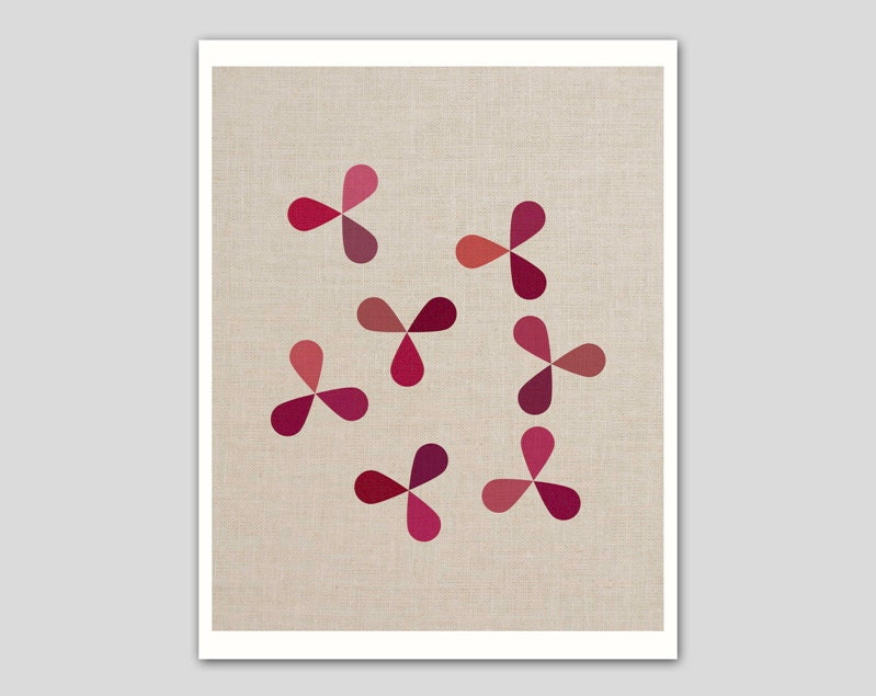 Tiny wind flowers on linen art print