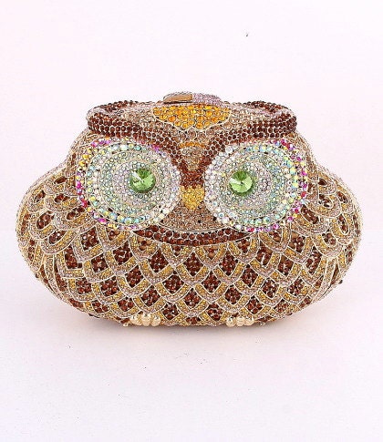Fall Purse Owl Crystal Rhinestone evening clutch by JPoliseno