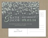 Champagne Bubbles Personalized Wedding Save the Date Postcard - CUSTOMIZE Colors and Content - Digital Design File
