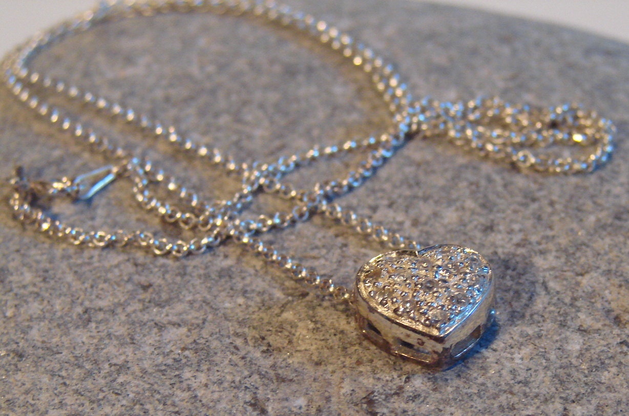 Vintage Delicate Sterling Silver Heart Necklace 925 Vintage Vivialli Silver