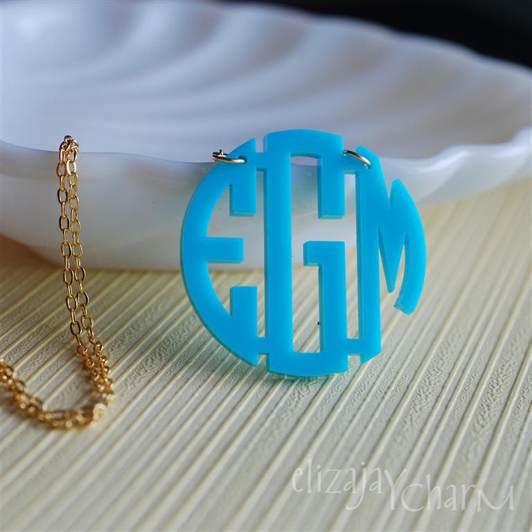 circle monogram acrylic necklace