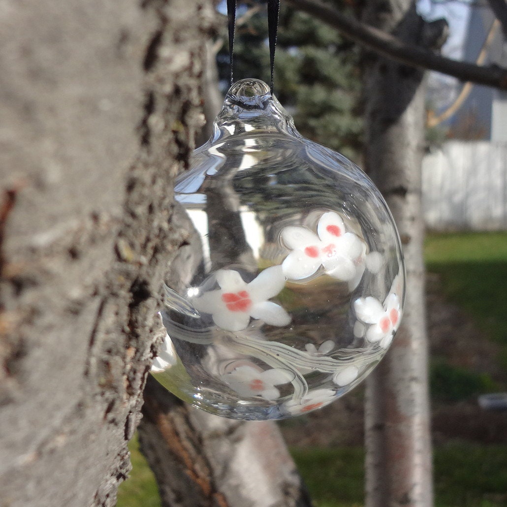 Blown-Glass Cherry Blossom Ornament - No. 5 - Christmas or Anytime Ornament
