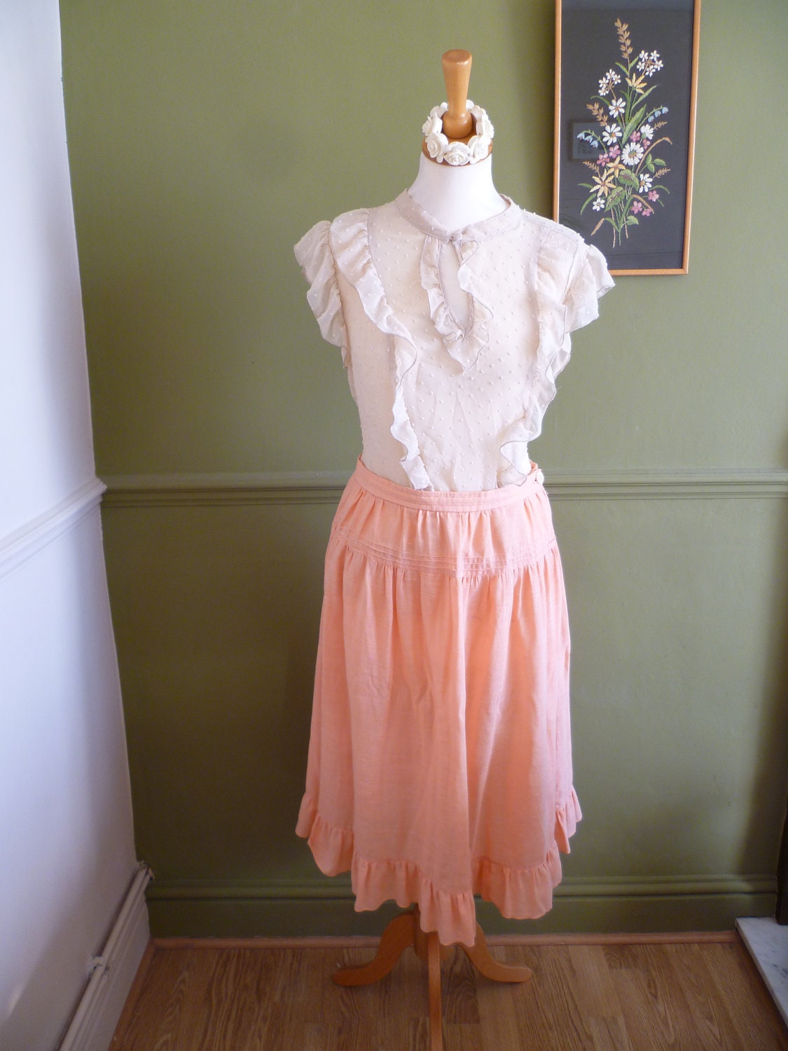 Peach 1950s cotton skirt -  M