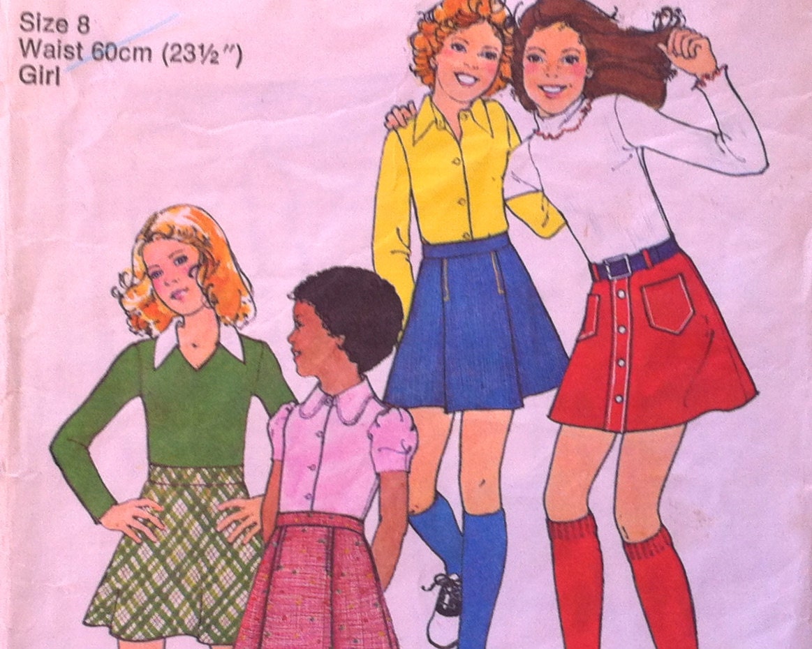 1970s Girls Skirt Pattern- Size 8