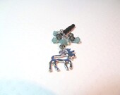 iPhone cell charm, small moose charm, grey and pacific opal crystals