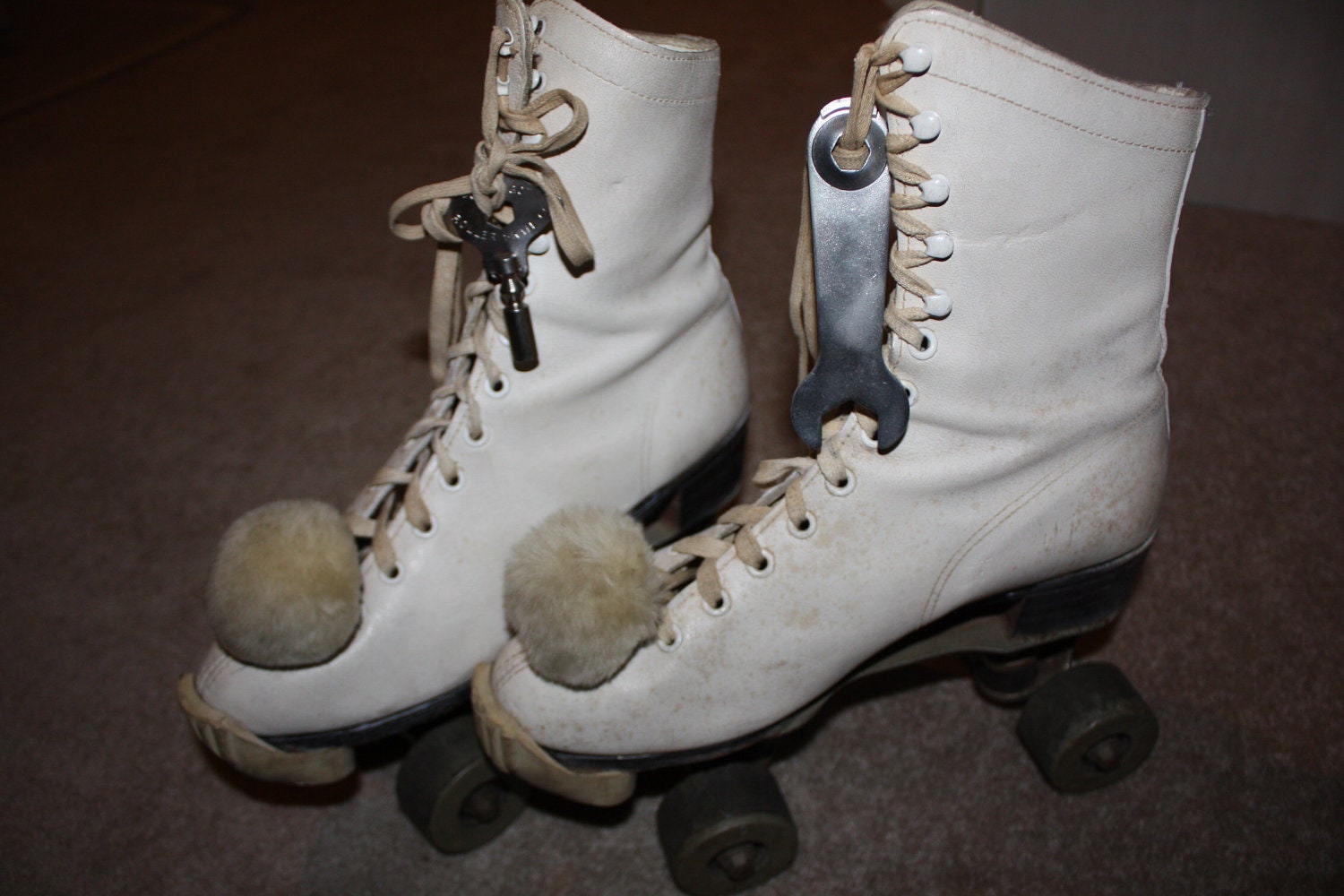 Items similar to 1950's Chicago Roller Skates with Pom Poms and Tools