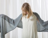 Women Grey - Blue Shawl,Eco Design Soya Scarf