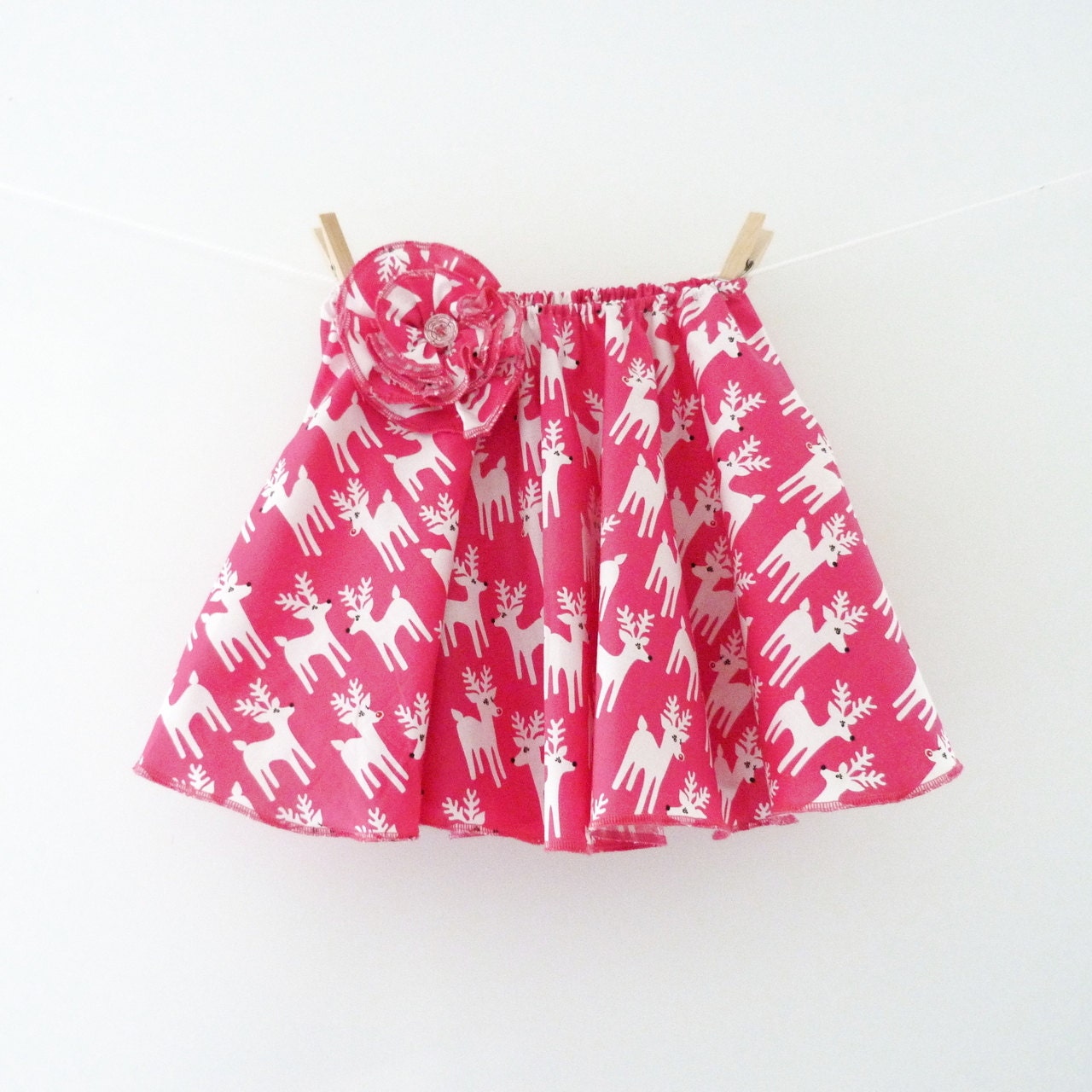 Girls Christmas Skirt - Rudolph the Red Nose Reindeer Skirt - Girls Twirl Skirt - Age 3-4 - Ready to Post