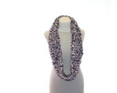 wrap scarf / Women's Knit Infinity Circle Scarf / scarf round wrap / Hand-knitted shades violet and white scarf / gifts for women / Ready To