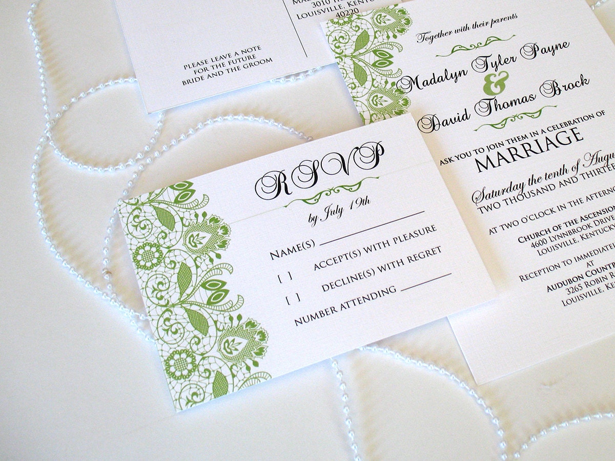 Wedding invitations elegant romantic lace - LACE INVITATIONS custom colors