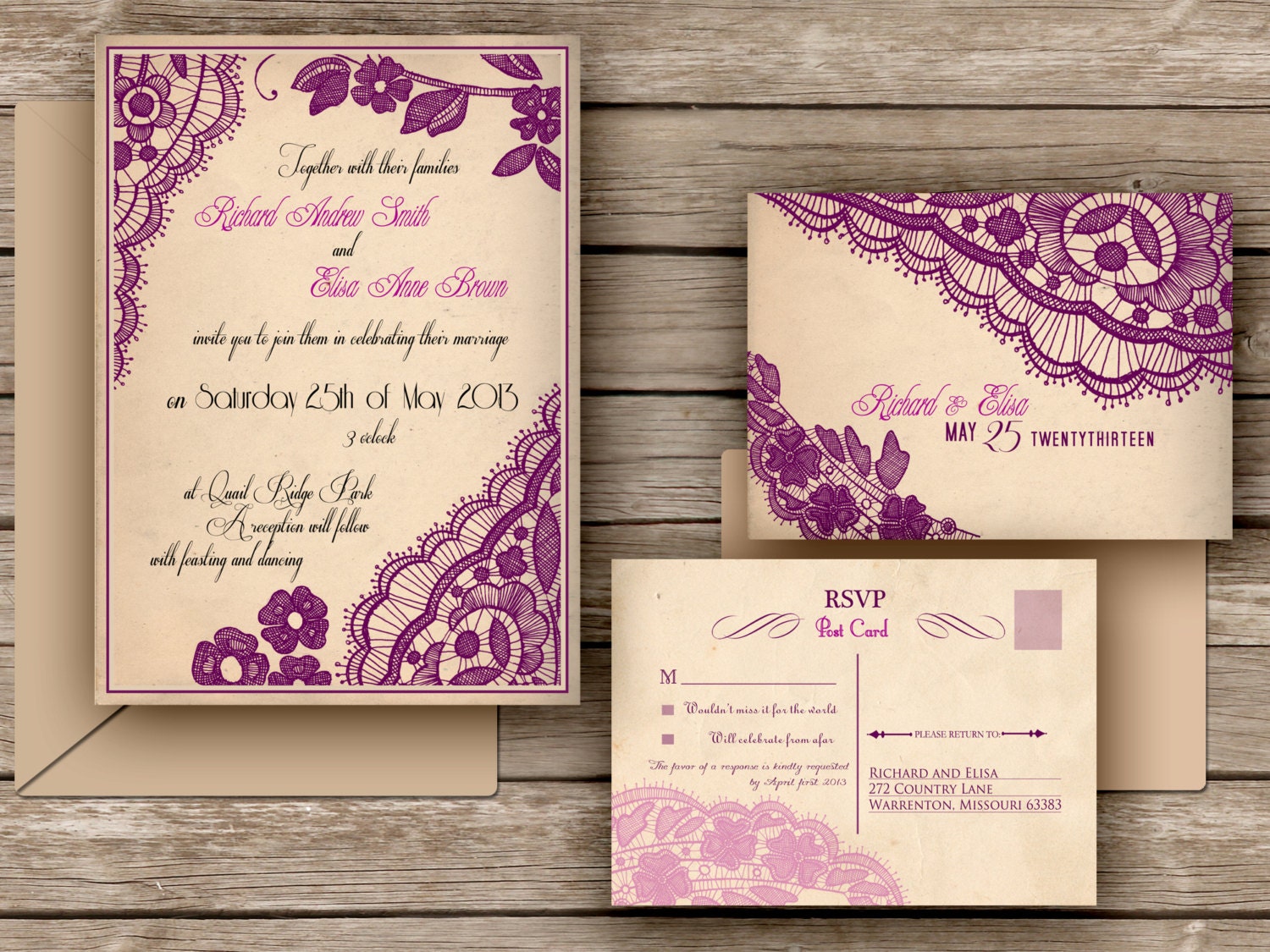 WEDDING INVITATIONS PRINTABLE Lace by DesignedWithAmore on Etsy