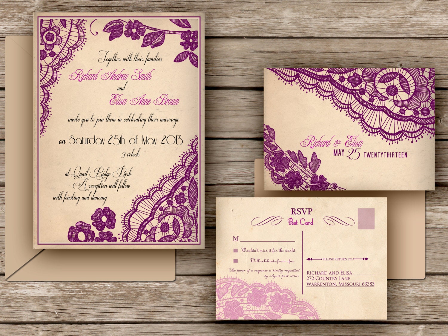 WEDDING INVITATIONS PRINTABLE Lace by DesignedWithAmore on ...