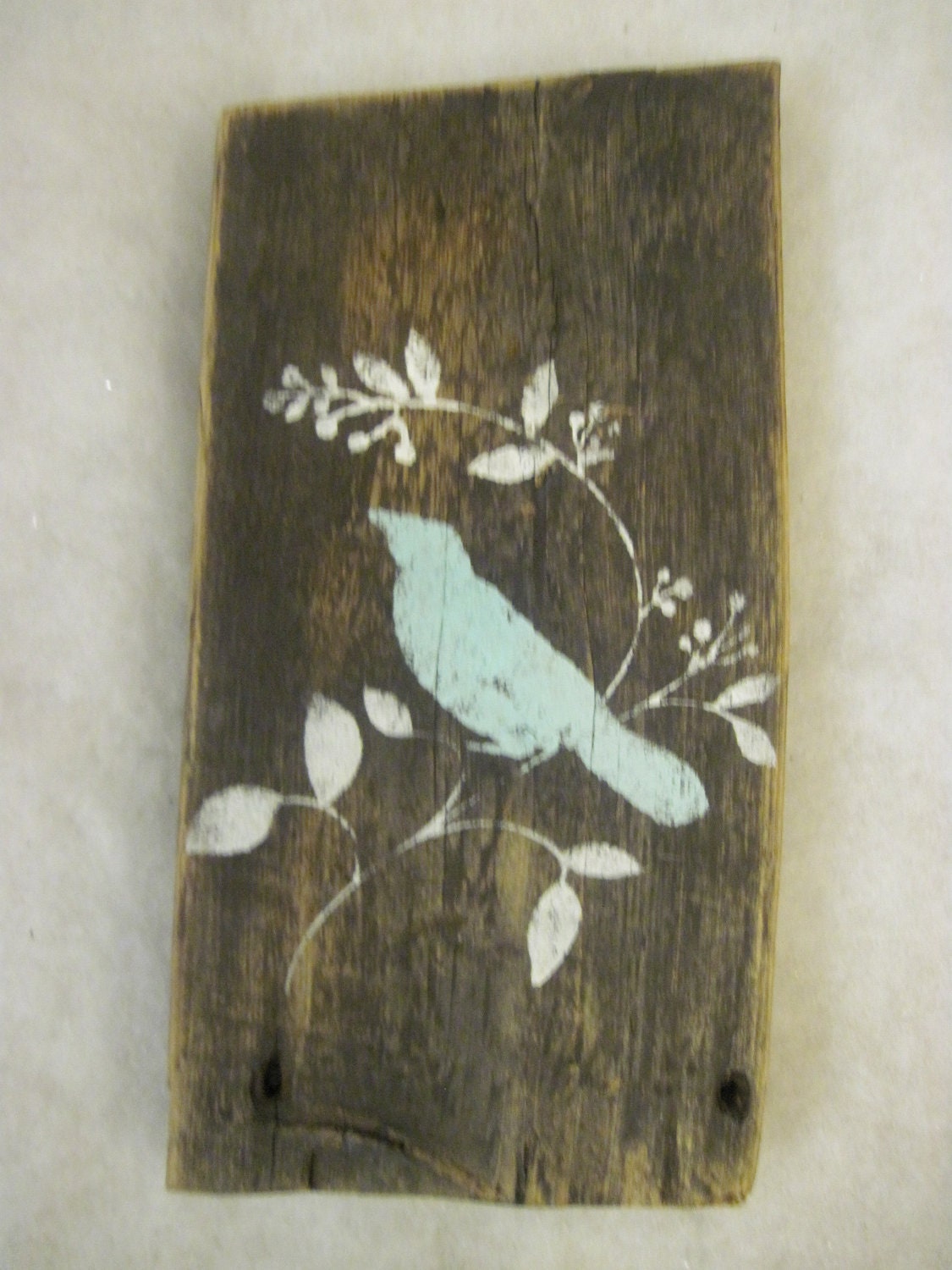 Black Reclaimed Rustic Simple Wood Blue  Aqua Birds Wall Decor Sign on Old Barn Wood