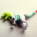 Unique Christmas Ornament, Green Red and White Striped Raptor Figurine, Recycled Toy Decoration