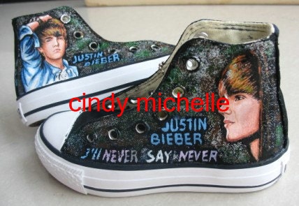 Justin Bieber shoes hand painted on Converse all star shoes sneaker great gift for girls on converse
