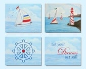 Nautical Nursery, SET OF 4 Art Prints, Nautical Decor, Nursery Wall Art, Nursery Decor, Nautical Kids Room, Children Decor - handpainting Nautical Nursery, SET OF 4 Art Prints, Nautical Decor, Nursery Wall Art, Nursery Decor, Nautical Kids Room, Children Decor - handpainting