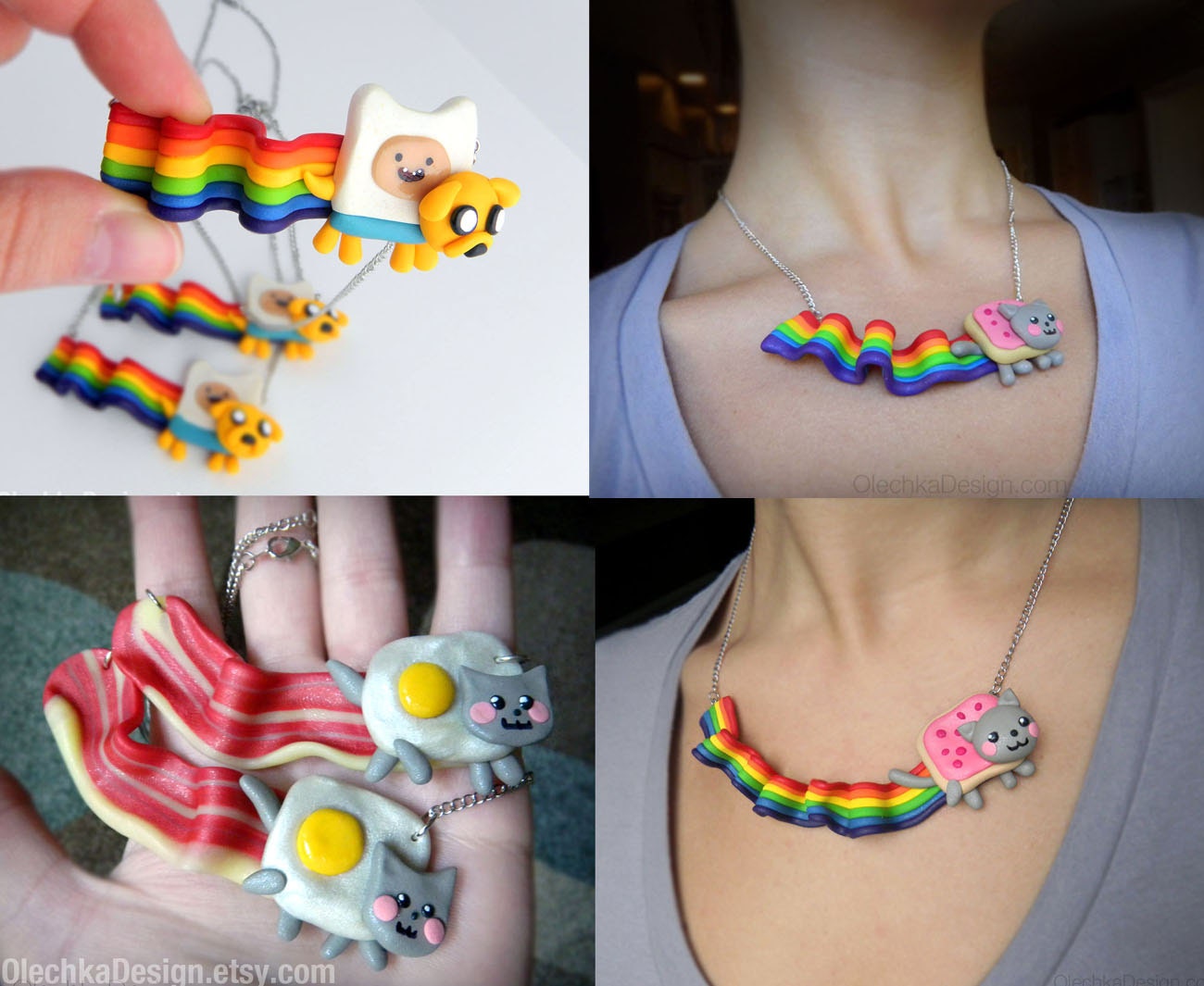 Nyan Cat Internet Meme Geek Necklace, Valentines Day Gift