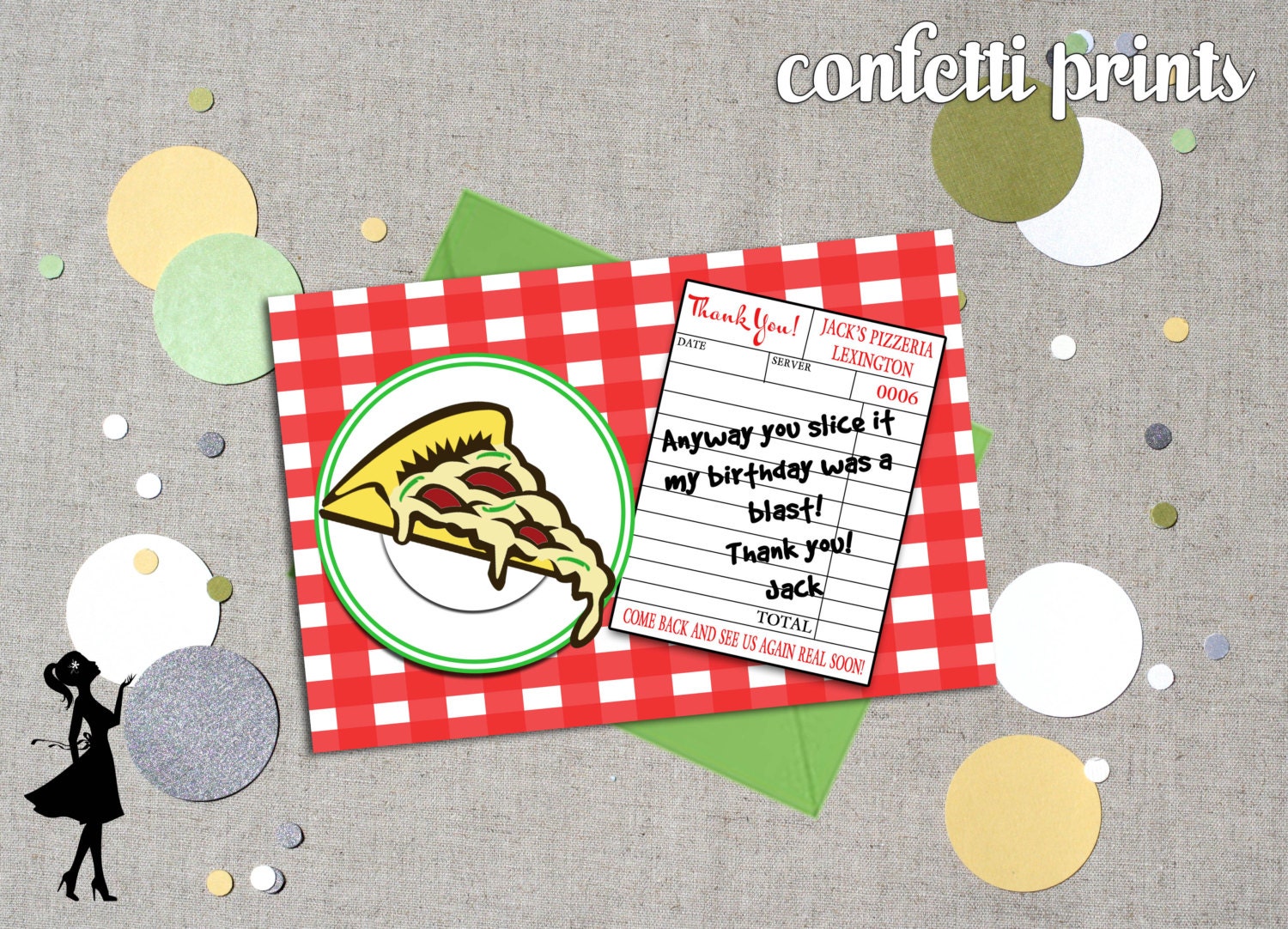 Printable Thank You Card - PIZZA PARTY Il_570xn