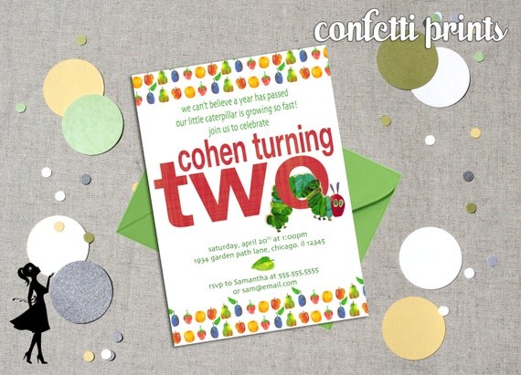 VERY HUNGRY CATERPILLAR Birthday Invitation Printable Il_570xn