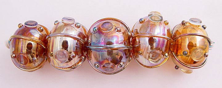 Item 3005 Silver glass blown hollows, set of 5 soft glass beads