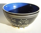 Salad/Popcorn Bowl with Black CATS design