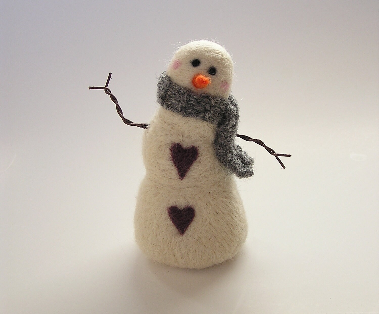 Needle Felted Country Snowman Made in Maine by PurpleMooseFelting