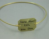 Bangle Bracelet - Brass Bangle - Hand Stamped Bracelet - Personalized Bangle - 25MaidenLane