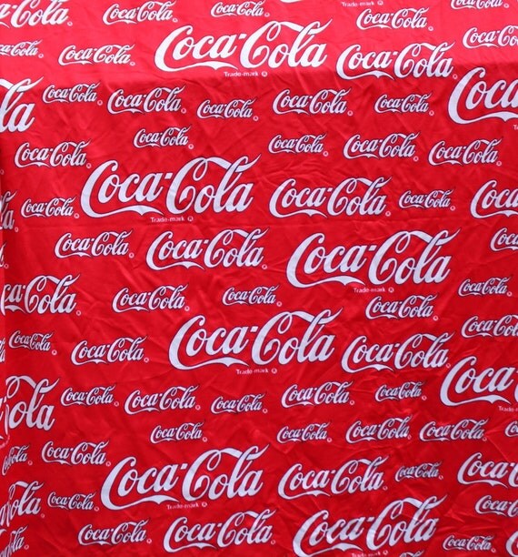 Coca+Cola+Fabric+By+The+Yard Vintage Coca Cola Swimwear Fabric Stretchy Knit Jersey Spandex 24"Lx60 ...