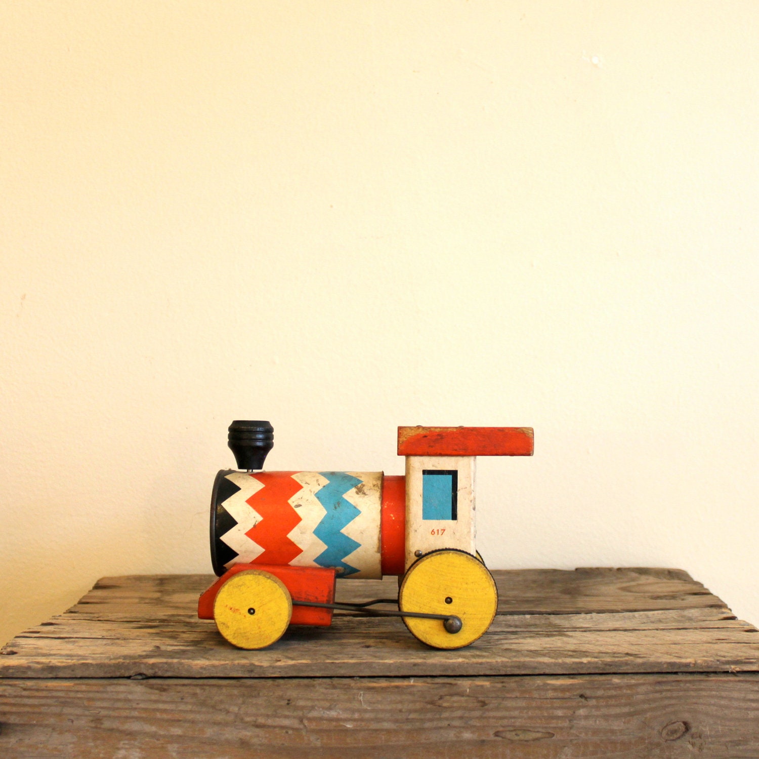 Vintage Fisher Price Train - 1950s Whistling Engine, Wooden