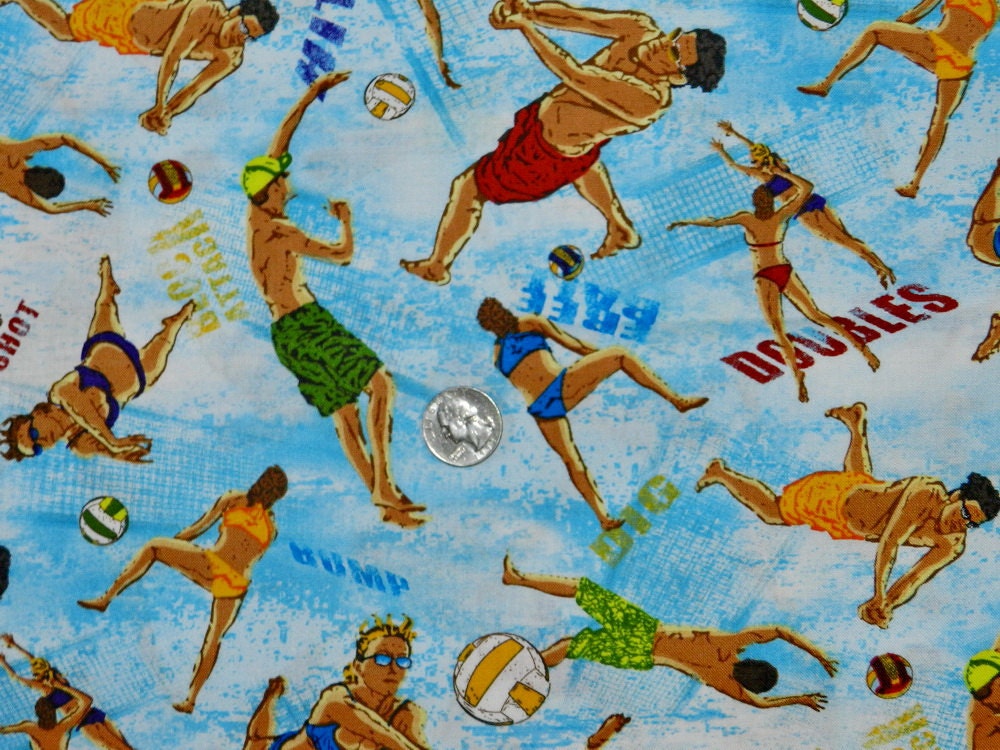 Beach Volleyball Fabric By The Yard by TheFabricFox on Etsy