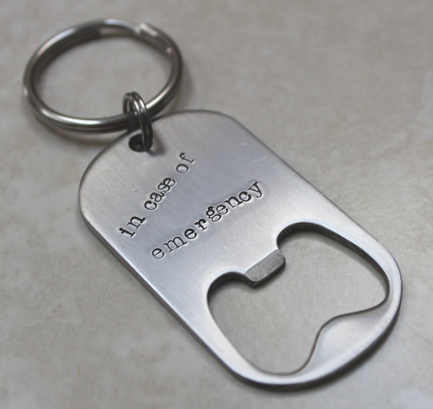 Personalized Handstamped Bottle Opener Keychain Stainless