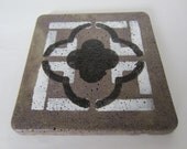 4" hand painted black and white concrete coasters set of 4