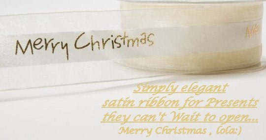 Elegant Merry Christmas Satin RibboN sheer Satin Printed- FaNcY Ribbon Pretty Packages and Gifts - Hairbows - Giftwrap - Bows Il_570xn