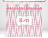 Personalized Pink Stripe Shower Curtain