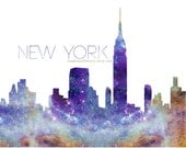 24 x 30 NYC Skyline Galaxy Universe Fine Art Print
