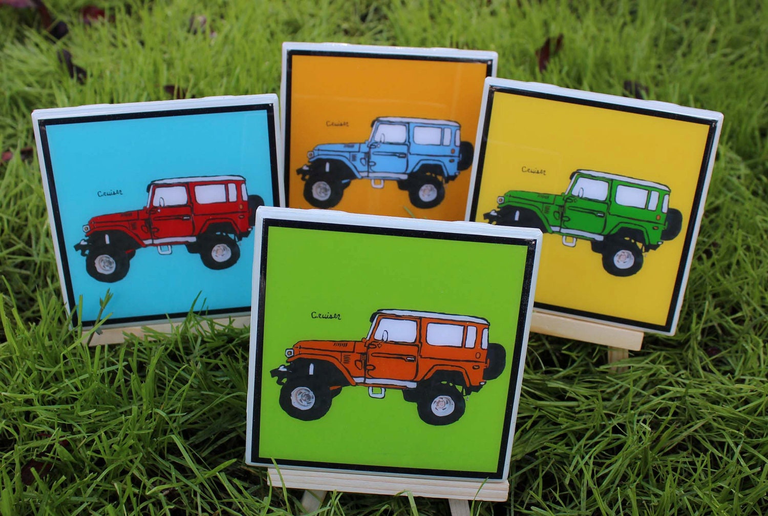 Toyota Land Cruiser Vintage Car Coasters - Set of 4