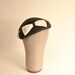 Vintage 1950s Hat - Black Straw Newsboy Cap - Black and White Bows