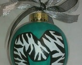 Personalized Hand Painted Zebra Stripe Initial Glass Ornament
