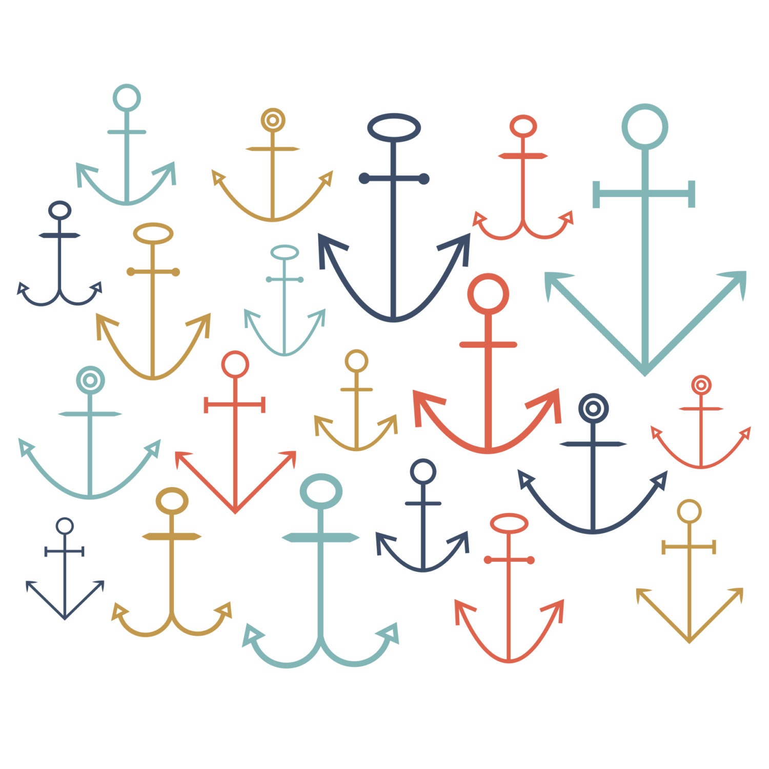 INSTANT DOWNLOAD // Digital Clip Art // Nautical Clip Art // Boat anchors // Summer Clip art // Ocean Clipart // Commercial and Personal Use Il_570xn