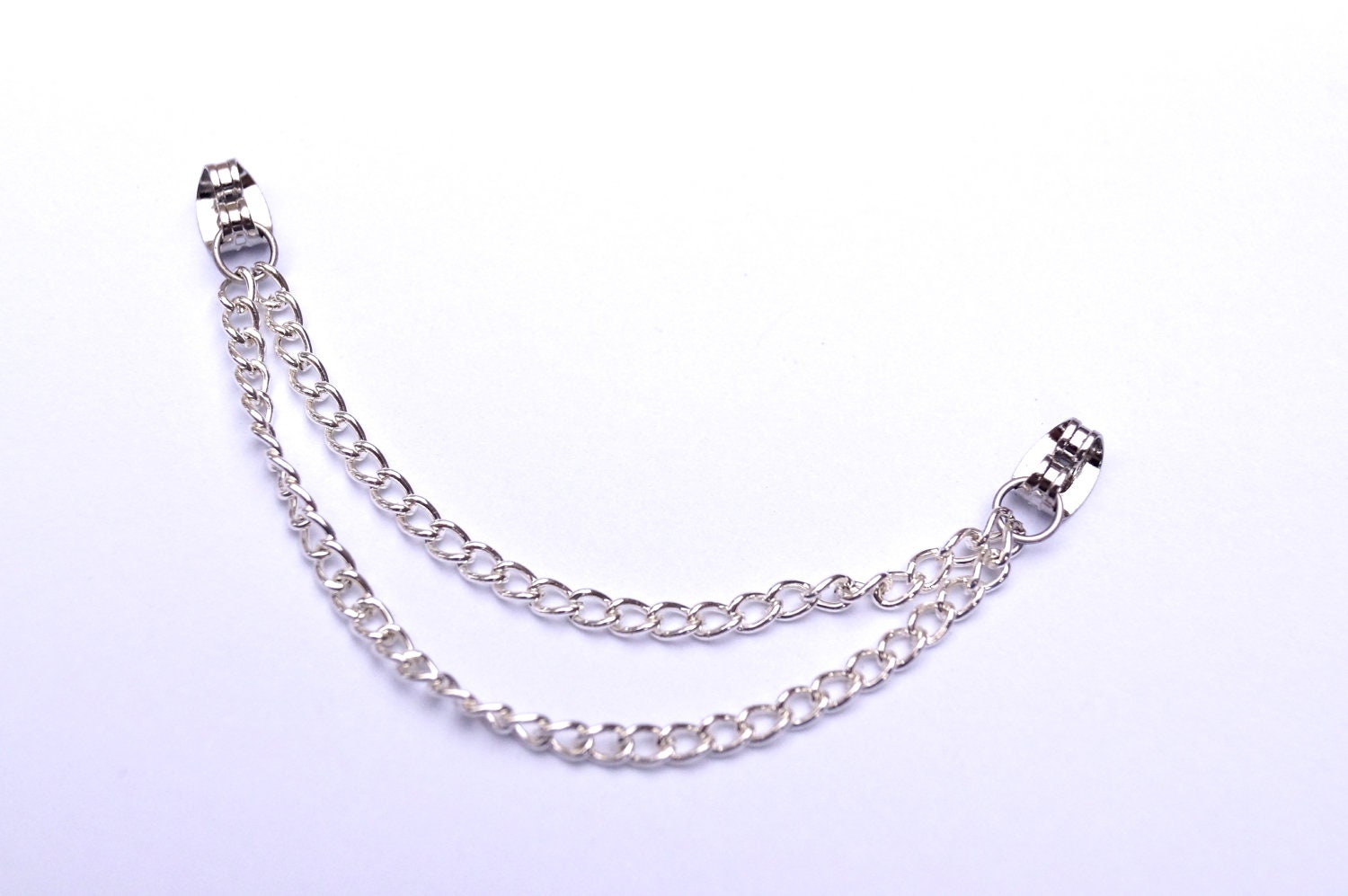 Double Cartilage Chain on Earring Backs - Silver